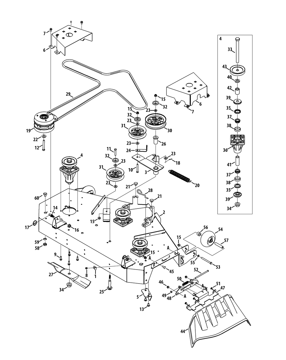 Mower Deck 48-Inch Diagram and Parts List for Z-FORCEL48 (17ASDALB010)(2014) Cub Cadet Lawn Tractor